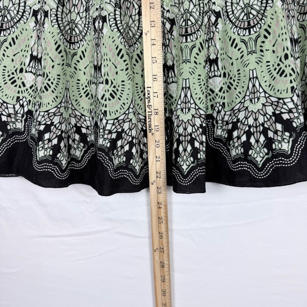Gianni Bini Pleated Skirt 2 100% Linen Knee Length Geometric Artsy Dopamine - Picture 7 of 7